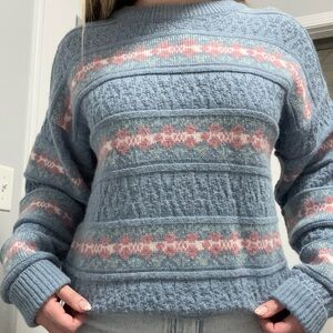 Blue and Pink tulip pattern sweater